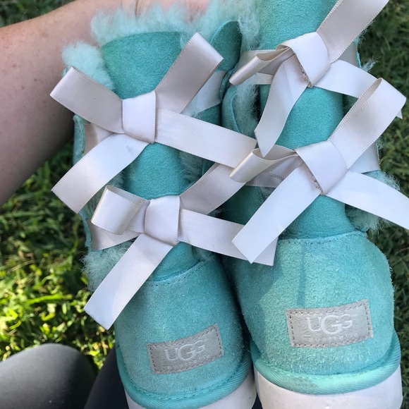 UGG Shoes - Ugg mint /teal bow boots size 6